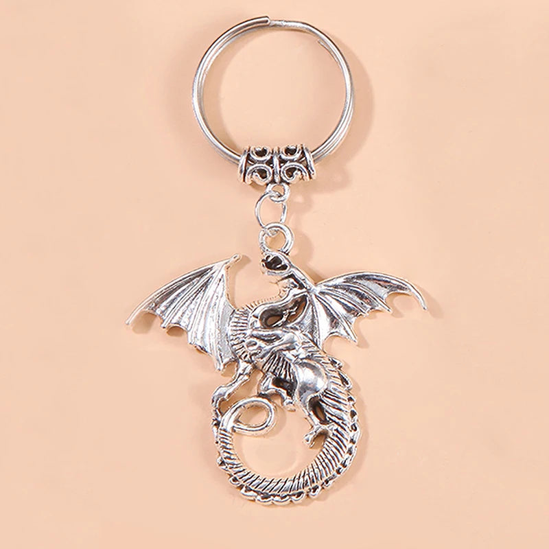 Vintage Dragon Pendant Keychain Retro Jewelry Bag Charms for Men