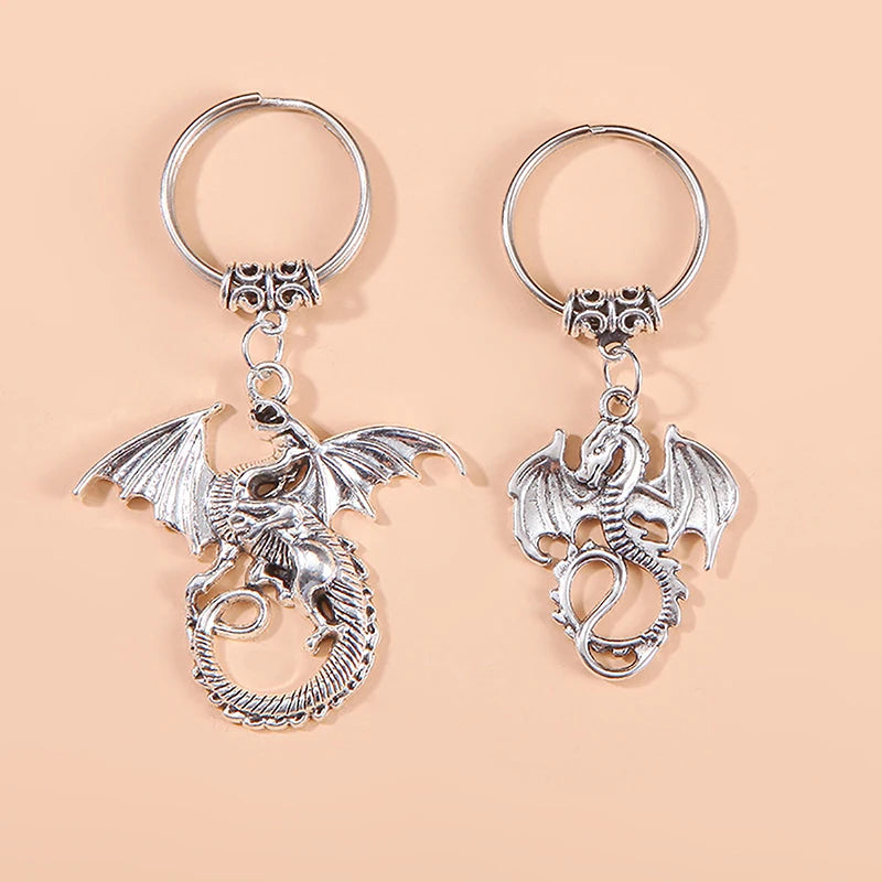 Vintage Dragon Pendant Keychain Retro Jewelry Bag Charms for Men