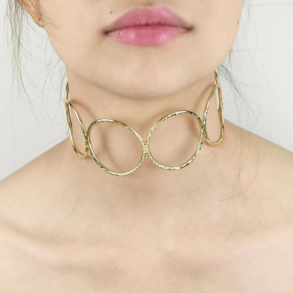 Vintage Metal Collar Statement Choker Necklace