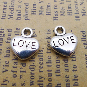 Alloy Puffy LOVE Heart Pendant Charms Necklace Earring Making Charms