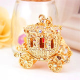 Rhinestone Pumpkin Car Keychain Golden Carriage Pendant