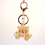 Rhinestone Pumpkin Car Keychain Golden Carriage Pendant