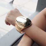 Alloy Smooth Surface Big Bangles Bracelets Punk Statement Cuff Bracelets