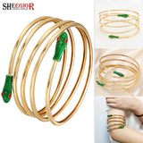 Golden Enamel Snake Big Bangles Bracelets for Women - Friendship Gift
