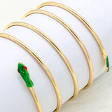 Golden Enamel Snake Big Bangles Bracelets for Women - Friendship Gift