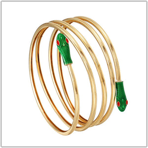 Golden Enamel Snake Big Bangles Bracelets for Women - Friendship Gift