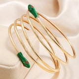 Golden Enamel Snake Big Bangles Bracelets for Women - Friendship Gift