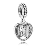 Love Pendant Beads 925 Silver Charms for Bracelet DIY Jewelry