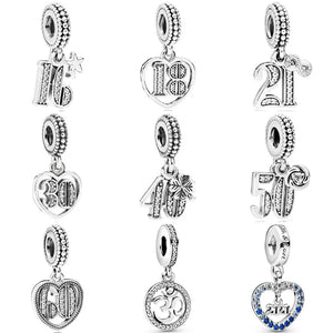 Love Pendant Beads 925 Silver Charms for Bracelet DIY Jewelry