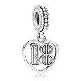 Love Pendant Beads 925 Silver Charms for Bracelet DIY Jewelry