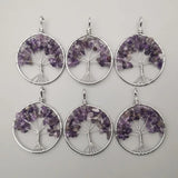 Amethyst Tree of Life Pendant 12pcs Chakra Reiki Healing Stone Necklace Jewelry