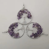 Amethyst Tree of Life Pendant 12pcs Chakra Reiki Healing Stone Necklace Jewelry
