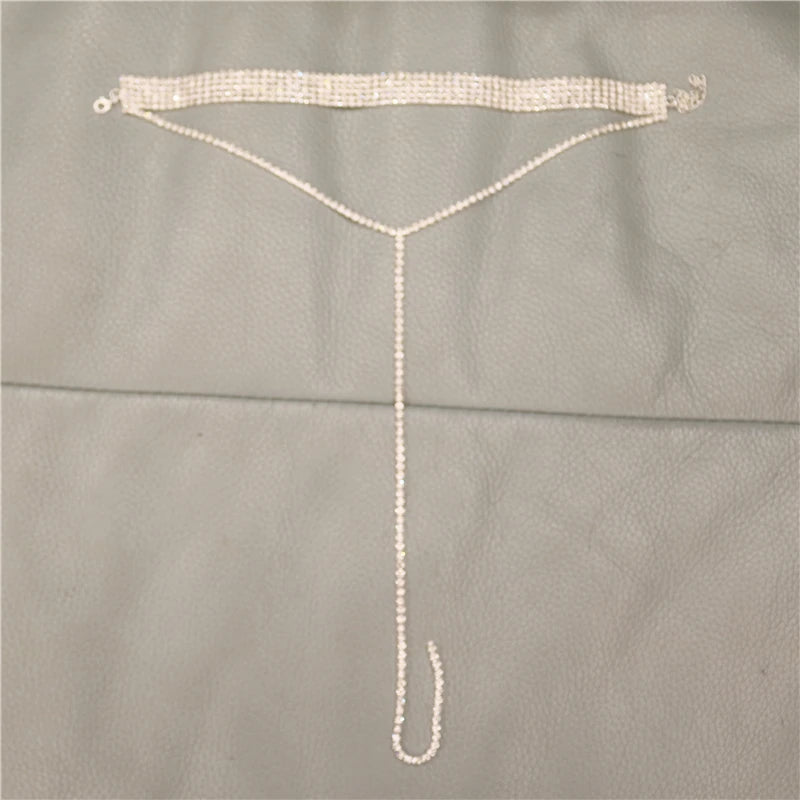 Womens Rhinestone Clavicle Chain Tassel Necklace