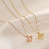 Fairy Wings Heart Pendant Necklace Zircon Choker Chain