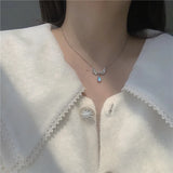 Fairy Wings Heart Pendant Necklace Zircon Choker Chain
