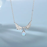 Fairy Wings Heart Pendant Necklace Zircon Choker Chain