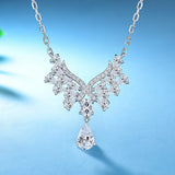 Angel Wings Crystal Zircon Diamonds Pendant Necklaces Silver Choker