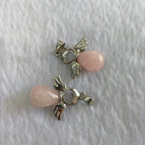 Angel Wings Rose Quartz Stone Necklace Pendant Set