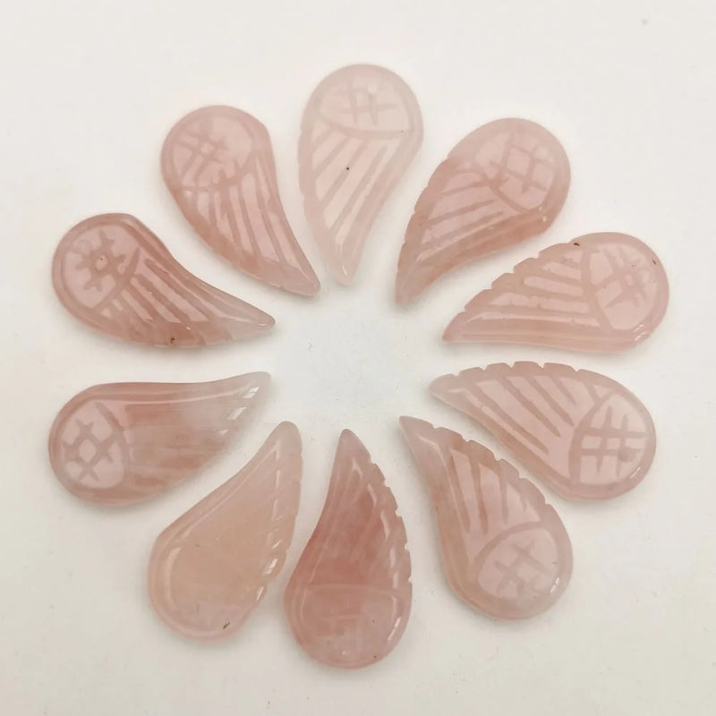 Rose Quartz Angel Wing Charms Necklace Pendant for Jewelry Making