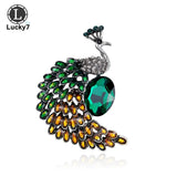 Peacock Brooch Retro Alloy Rhinestone Creative Pins Clothing Accessory