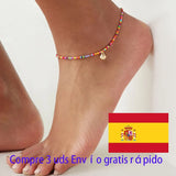 Colorful Crystal Beads Anklets for Women Boho Silver Chain Bracelet