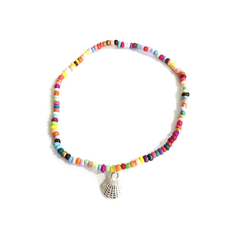 Colorful Crystal Beads Anklets for Women Boho Silver Chain Bracelet