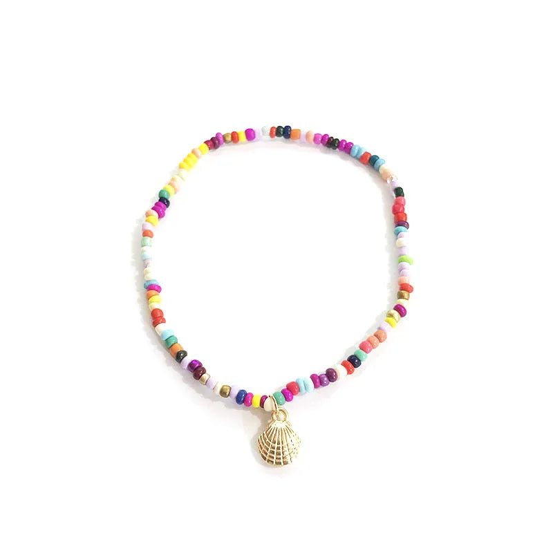 Colorful Crystal Beads Anklets for Women Boho Silver Chain Bracelet