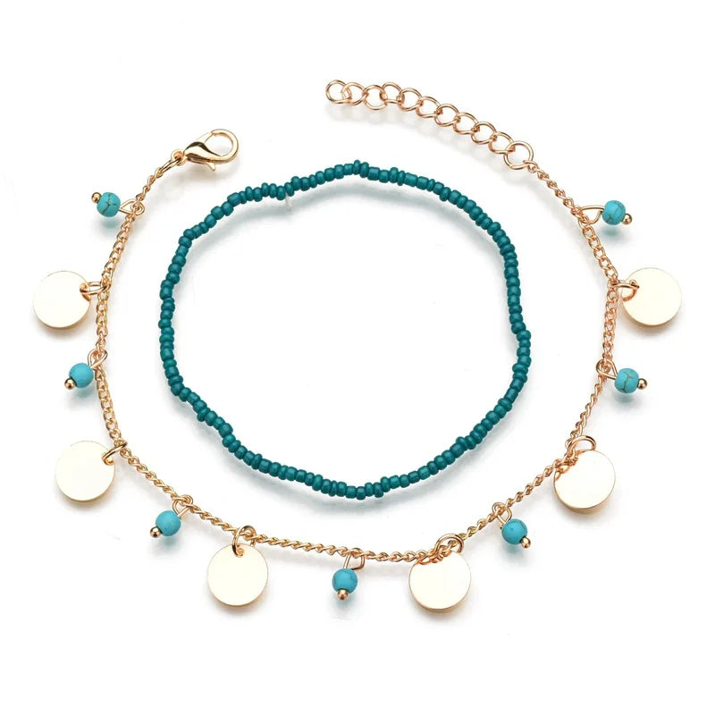 Silver Ankle Bracelet for Women Beach Foot Jewelry