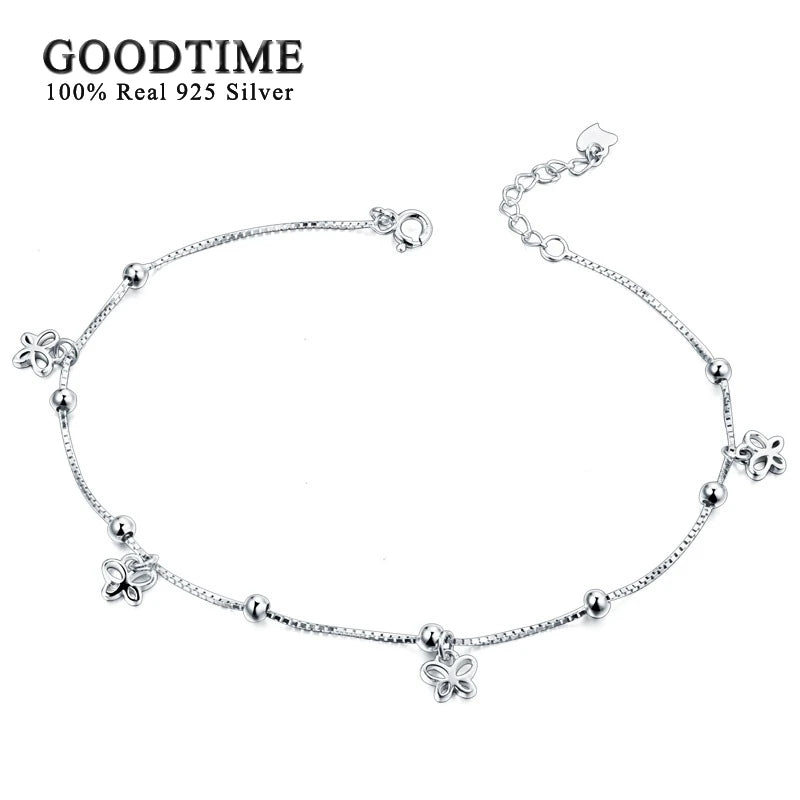 925 Sterling Silver Butterfly Anklet For Women
