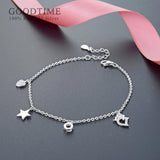 925 Sterling Silver Heart & Star Zircon Anklet Foot Jewelry