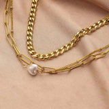 Three-Layer Chain Anklet with Rhinestone and Pearl for Women