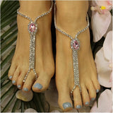 Summer Beach Rhinestone Ankle Chain Crystal Claw Jewelry