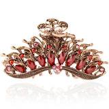 Vintage Butterfly Hair Claw Resin Crystal Flower Clip