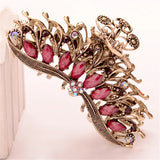 Vintage Butterfly Hair Claw Resin Crystal Flower Clip