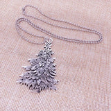 Antique Silver Christmas Tree Pendant Necklace For Women
