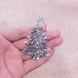 Antique Silver Christmas Tree Pendant Necklace For Women