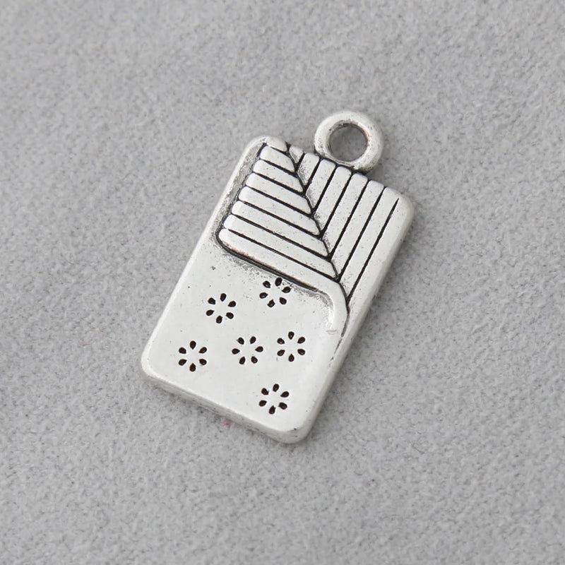 Antique Silver Flower Quilt Charms 50pcs 12*22mm AAC1420