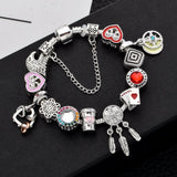 Antique Silver Plated Heart Charm Bracelet for Women