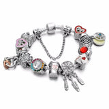 Antique Silver Plated Heart Charm Bracelet for Women
