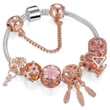 Antique Silver Plated Heart Charm Bracelet for Women