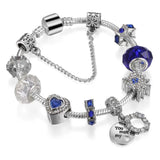 Antique Silver Plated Heart Charm Bracelet for Women