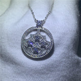 Big Tree Pendant 925 Silver Zircon Necklace Bridal Jewelry