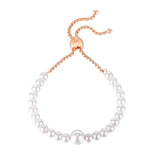Adjustable Stainless Steel Bracelet with Artificial Pearl for Woman Gift
