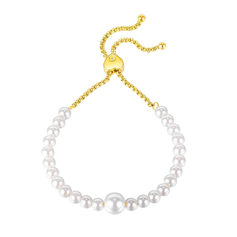 Adjustable Stainless Steel Bracelet with Artificial Pearl for Woman Gift