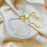 Adjustable Stainless Steel Bracelet with Artificial Pearl for Woman Gift
