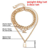 Punk Cuban Link Chain Choker Toggle Clasp Necklace