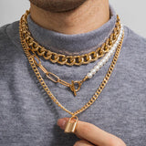 Punk Cuban Link Chain Choker Toggle Clasp Necklace