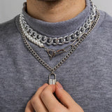 Punk Cuban Link Chain Choker Toggle Clasp Necklace