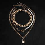 Punk Cuban Link Chain Choker Toggle Clasp Necklace