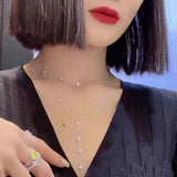 Austrial Crystal Tassel Pendants Necklace Diamond Neck Chain Zk40